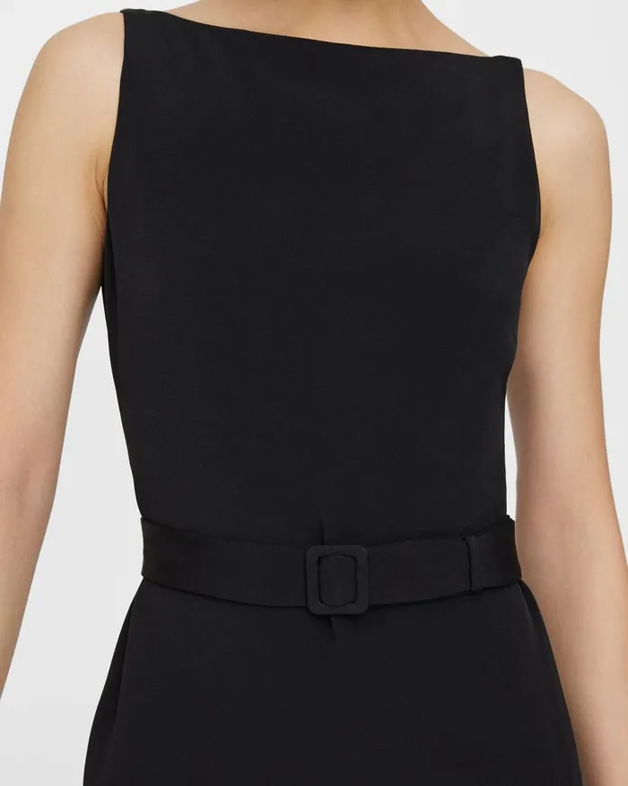 Women Dresses Theory Belted Sheath Dress In Viscose Black