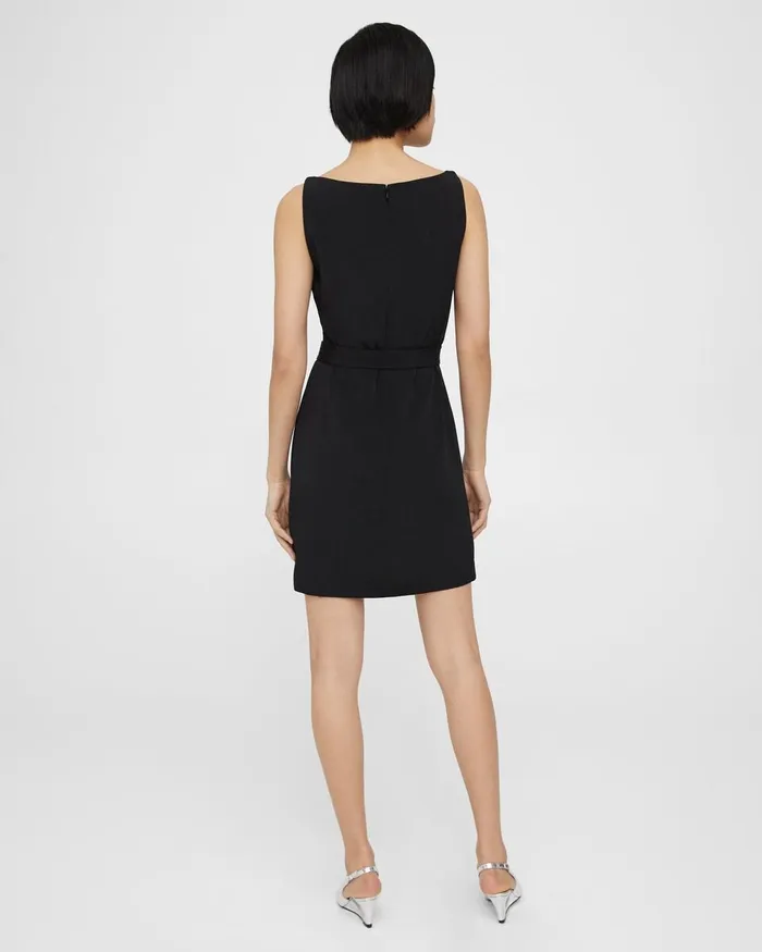 Women Dresses Theory Belted Sheath Dress In Viscose Black