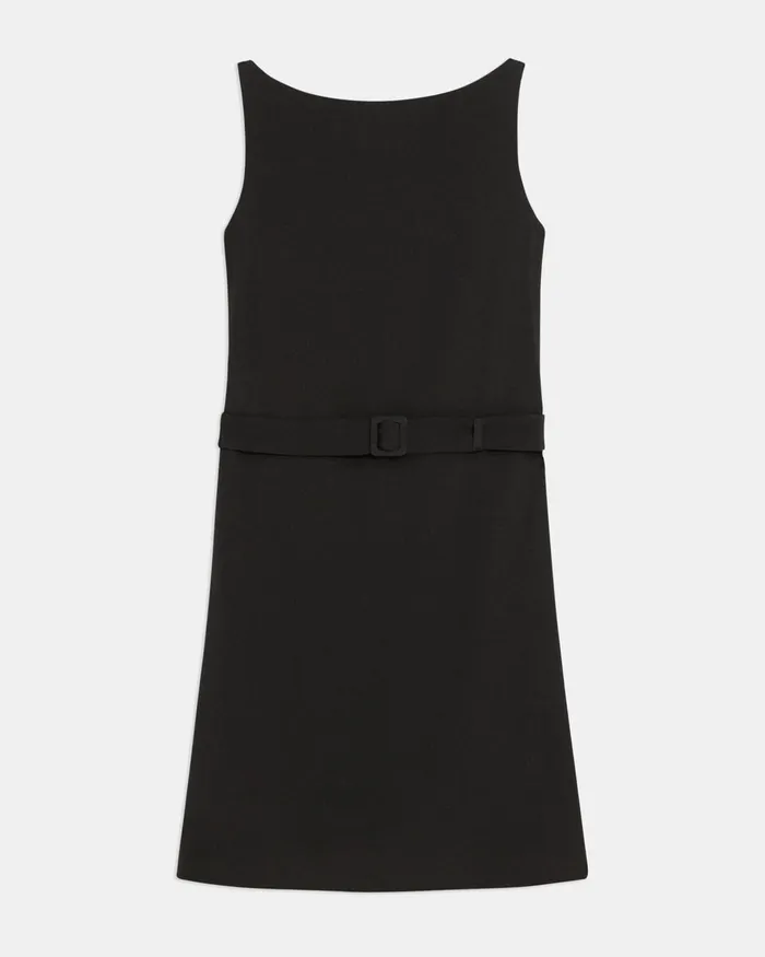 Women Dresses Theory Belted Sheath Dress In Viscose Black