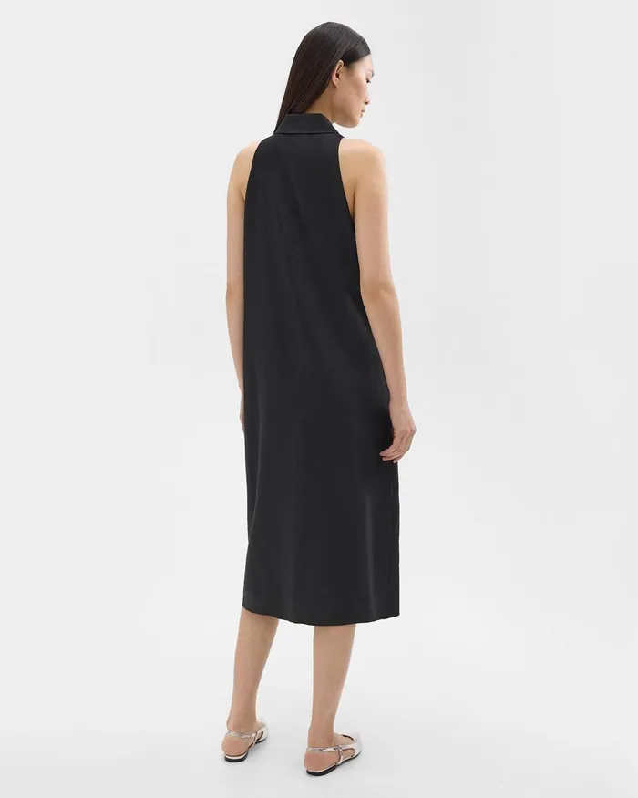 Women Dresses Theory Halter Neck Shirt Dress In LinenViscose Black