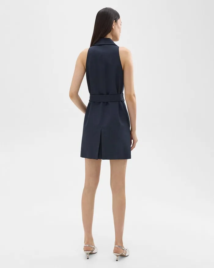 Women Dresses Theory Halter Trench Dress In Good Wool Nocturne Navy