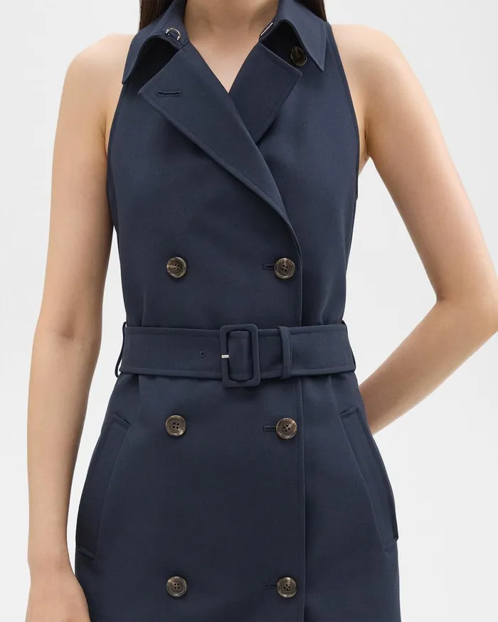 Women Dresses Theory Halter Trench Dress In Good Wool Nocturne Navy