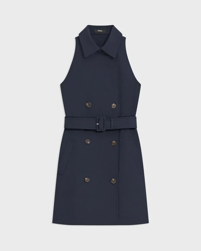 Women Dresses Theory Halter Trench Dress In Good Wool Nocturne Navy