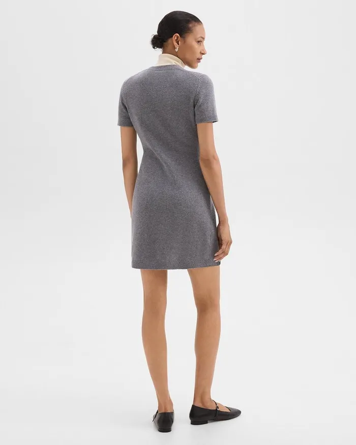 Women Dresses Theory Mini Sweater Dress In Felted WoolCashmere Ash Melange