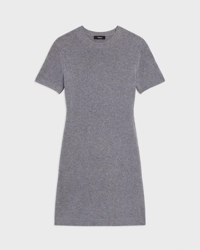 Women Dresses Theory Mini Sweater Dress In Felted WoolCashmere Ash Melange