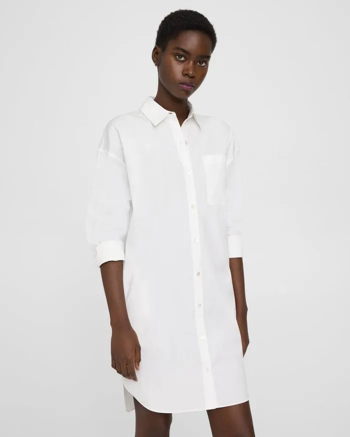 Women Dresses Theory Oversized Shirt Dress In Cotton White