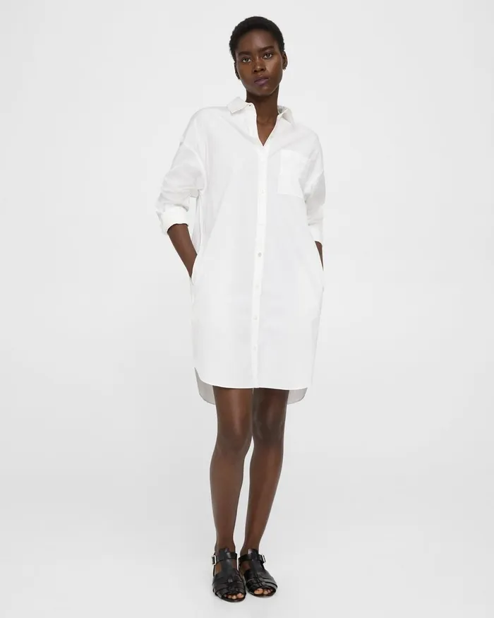 Women Dresses Theory Oversized Shirt Dress In Cotton White