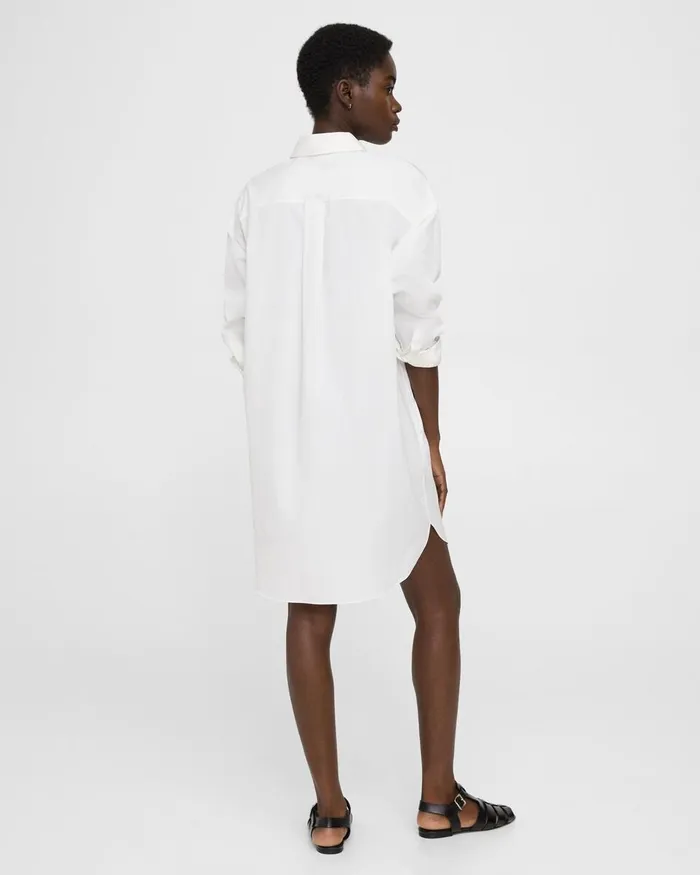 Women Dresses Theory Oversized Shirt Dress In Cotton White