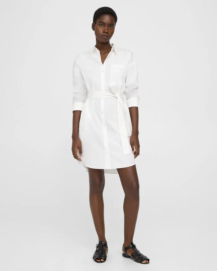 Women Dresses Theory Oversized Shirt Dress In Cotton White