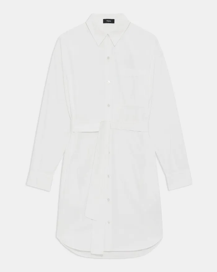 Women Dresses Theory Oversized Shirt Dress In Cotton White
