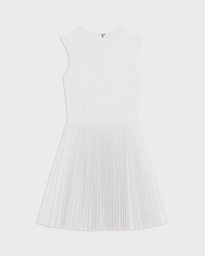 Women Dresses Theory Pleated Mini Dress In Sleek Poplin White