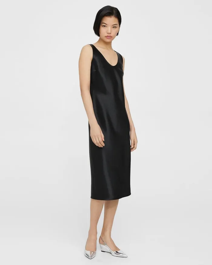 Women Dresses Theory Tank Dress In Bonded Satin Black