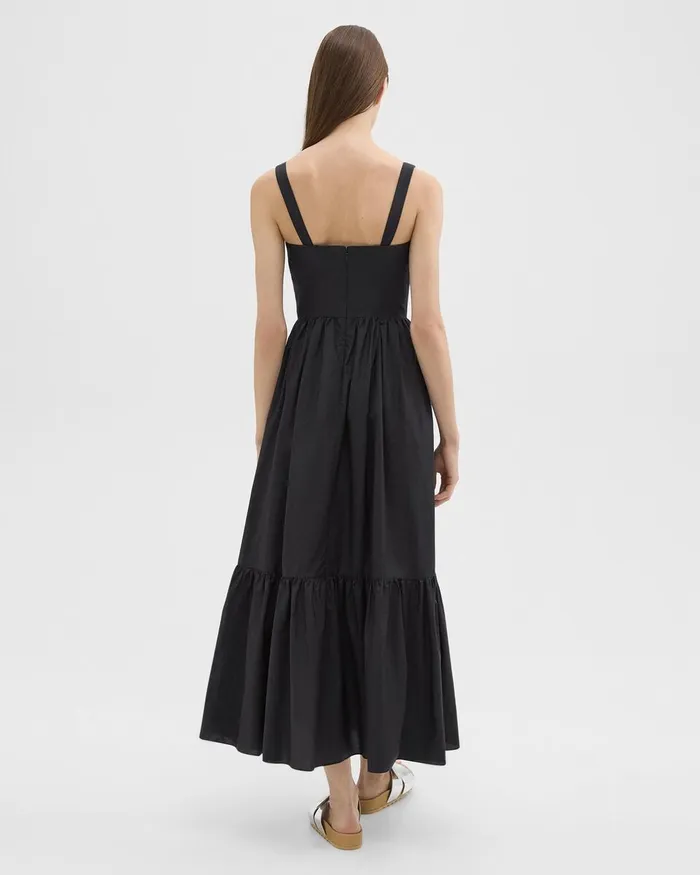 Women Dresses Theory Tiered Sleeveless Dress In CottonBlend Black