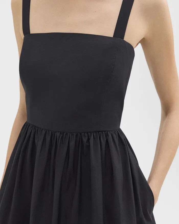 Women Dresses Theory Tiered Sleeveless Dress In CottonBlend Black