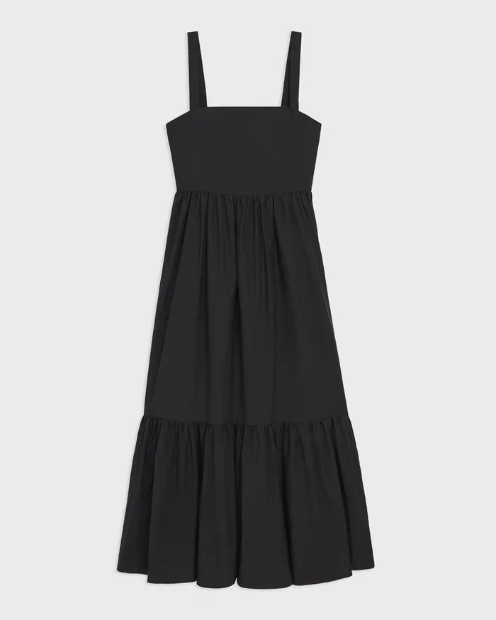 Women Dresses Theory Tiered Sleeveless Dress In CottonBlend Black