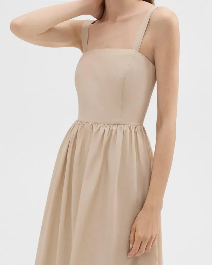 Women Dresses Theory Tiered Sleeveless Dress In CottonBlend Soft Gold