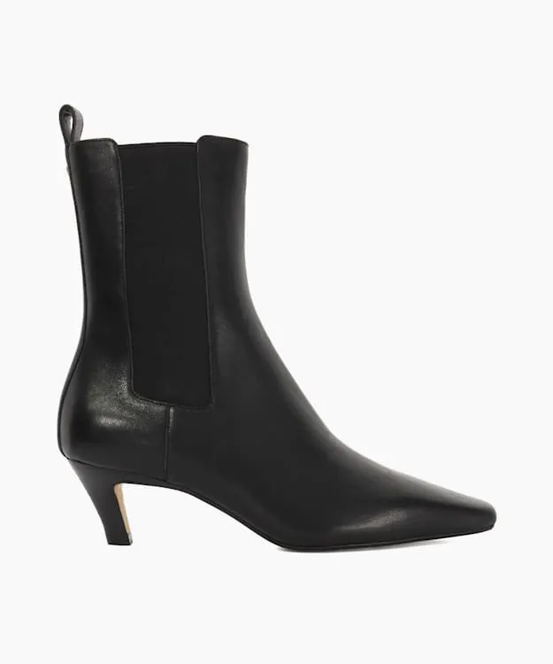 Women Dune London Ankle Boots Chiselled Toe Kitten Heel Chelsea Ankle Boots Black