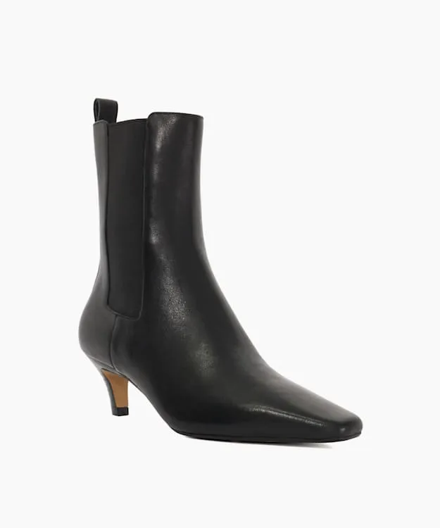 Women Dune London Ankle Boots Chiselled Toe Kitten Heel Chelsea Ankle Boots Black