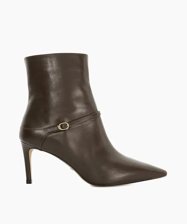 Women Dune London Ankle Boots Heeled Leather Ankle Boots Brown
