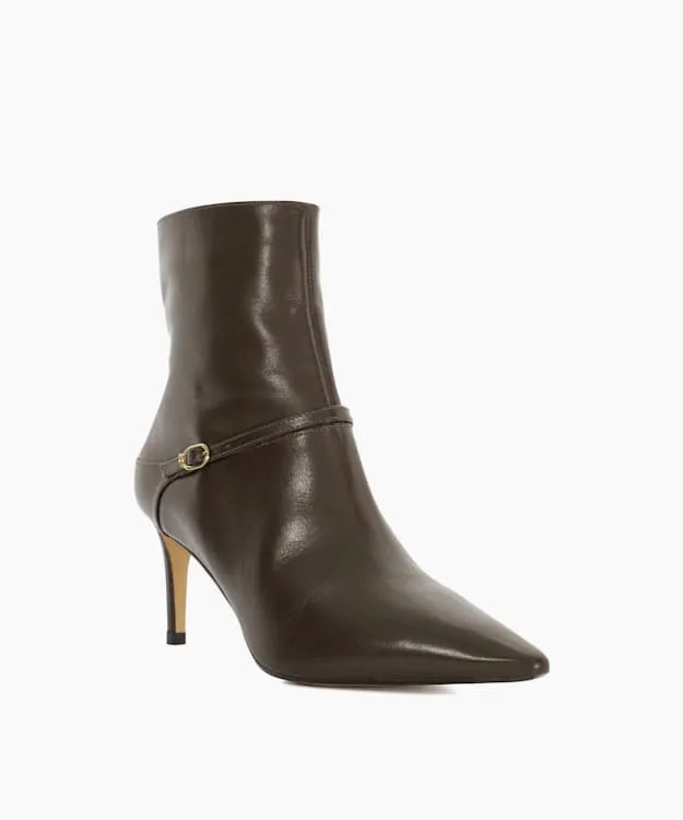 Women Dune London Ankle Boots Heeled Leather Ankle Boots Brown
