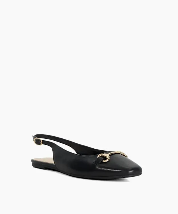 Women Dune London Ballet Pumps Square Toe Slingback Ballet Flats Black