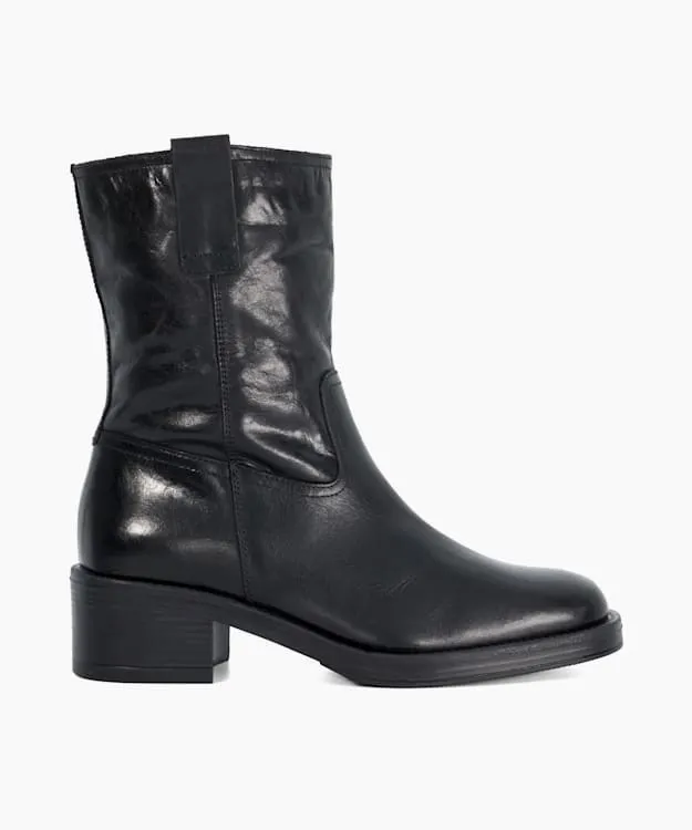 Women Dune London Biker Boots Borg Lined Chunky Boots Black