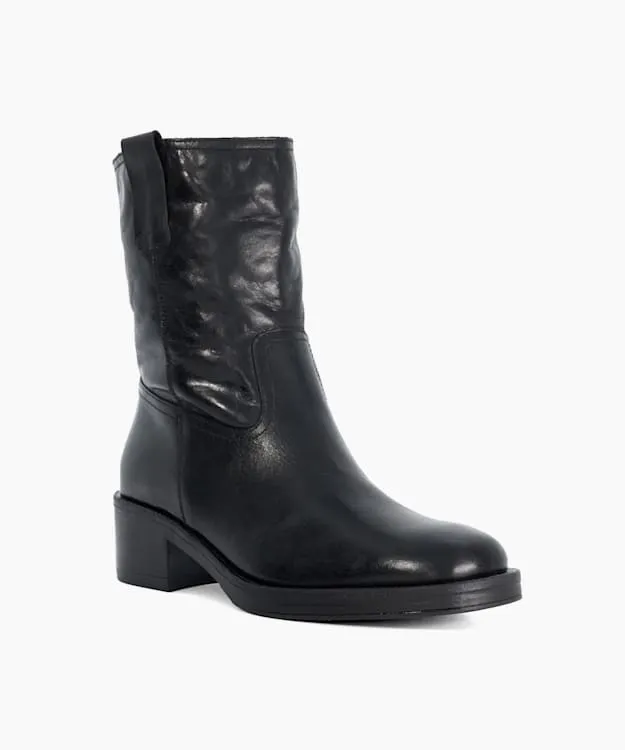 Women Dune London Biker Boots Borg Lined Chunky Boots Black