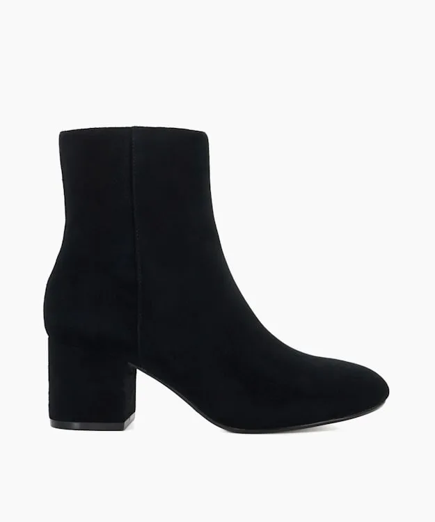 Women Dune London Black Boots Side Zip Block Heel Ankle Boots Black