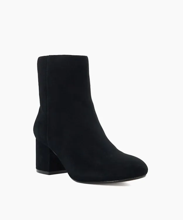 Women Dune London Black Boots Side Zip Block Heel Ankle Boots Black