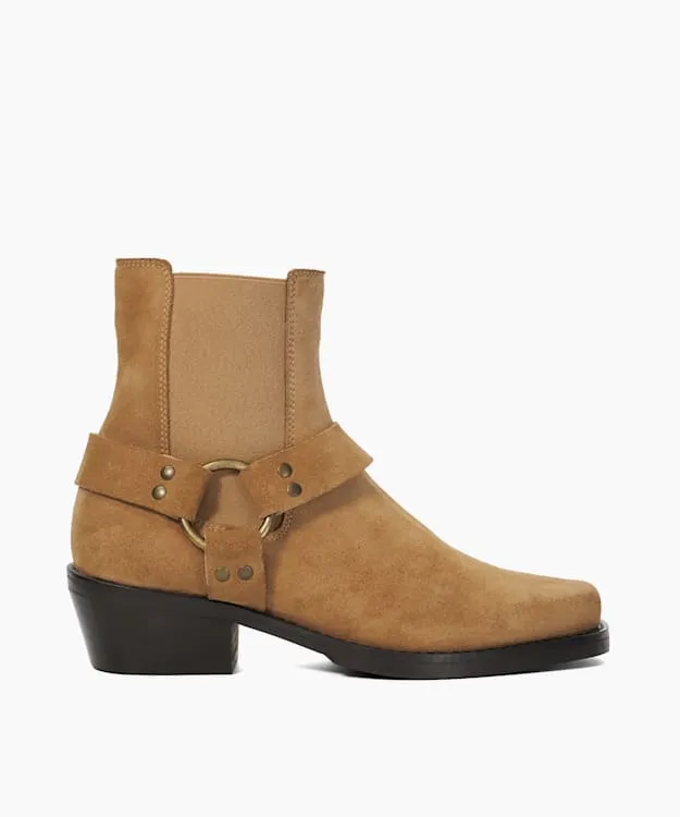 Women Dune London Chelsea Boots Harness Suede Biker Boots Neutral