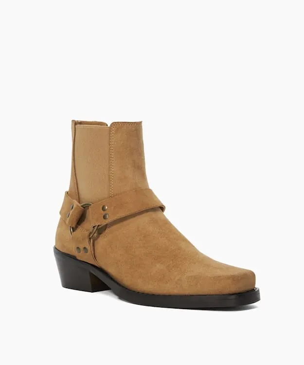 Women Dune London Chelsea Boots Harness Suede Biker Boots Neutral