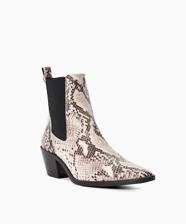 Women Dune London Chelsea Boots Reptile Print Leather Western Boots Neutral
