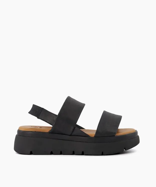 Women Dune London Chunky Sandals Padded Flatform Sandals Black