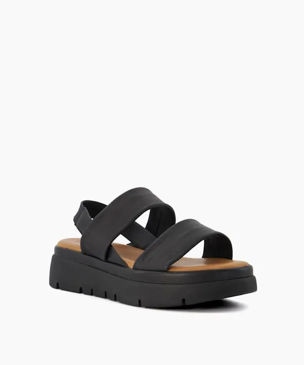 Women Dune London Chunky Sandals Padded Flatform Sandals Black