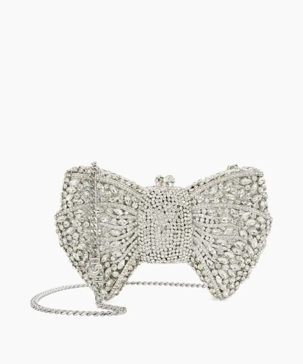 Women Dune London Clutch Bags Embellished Bow Clutch Bag Metallic