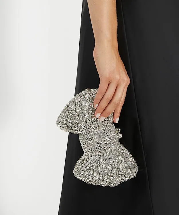 Women Dune London Clutch Bags Embellished Bow Clutch Bag Metallic