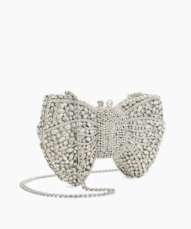 Women Dune London Clutch Bags Embellished Bow Clutch Bag Metallic