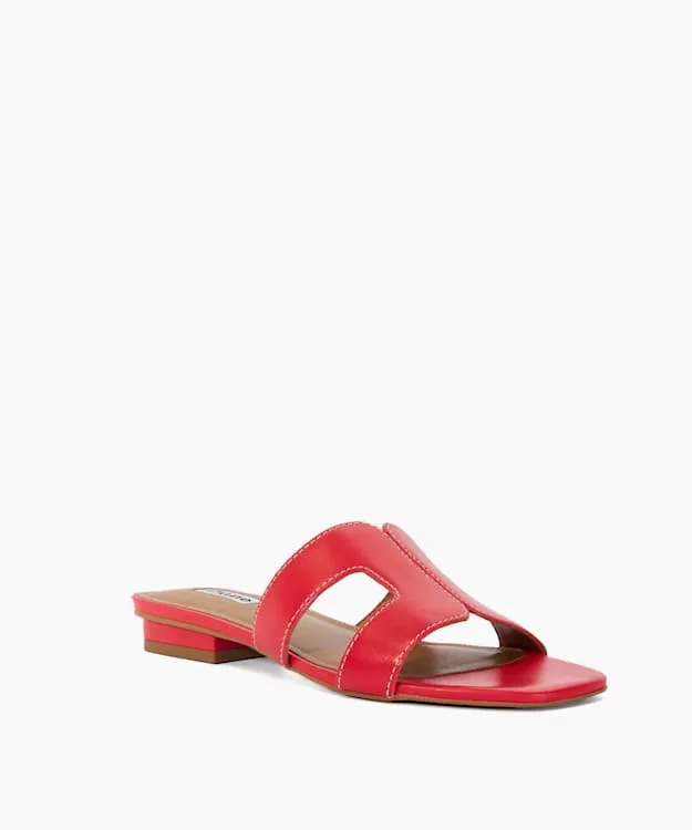 Women Dune London Flat Sandals Smart Slider Sandals Red