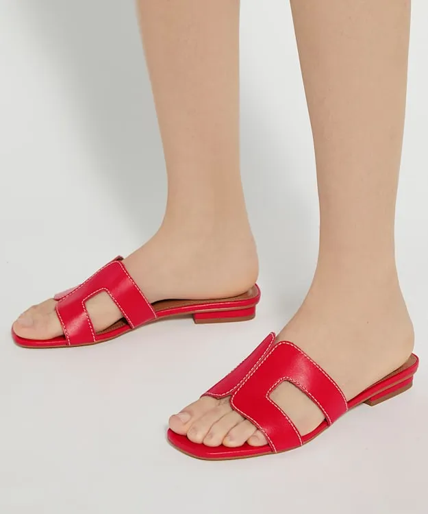 Women Dune London Flat Sandals Smart Slider Sandals Red