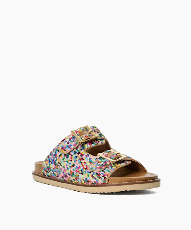 Women Dune London Flat Sandals Two Strap Sequin Sandals Multi