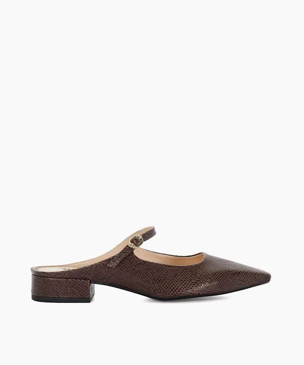 Women Dune London Flat Shoes Backless Mary Janes Brown