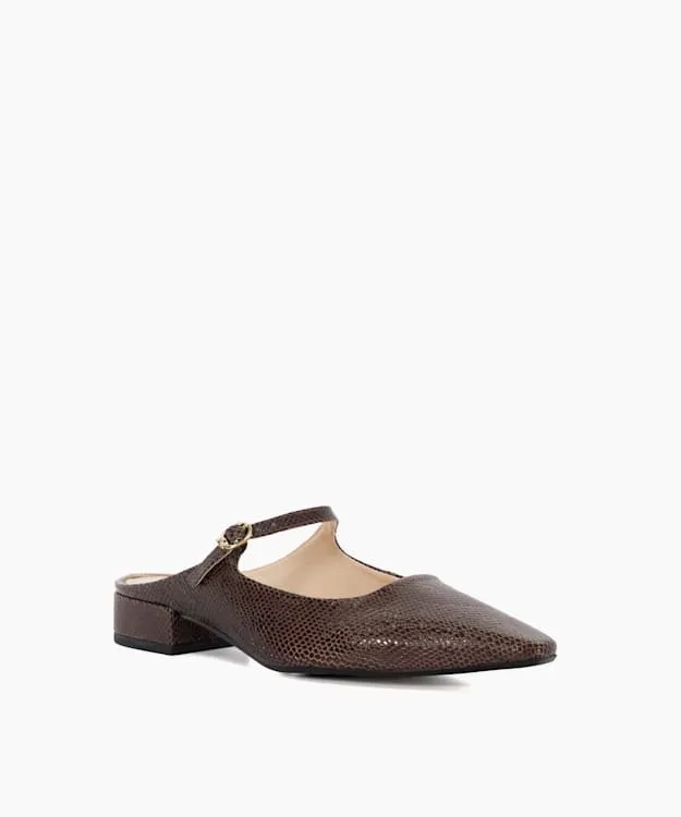 Women Dune London Flat Shoes Backless Mary Janes Brown