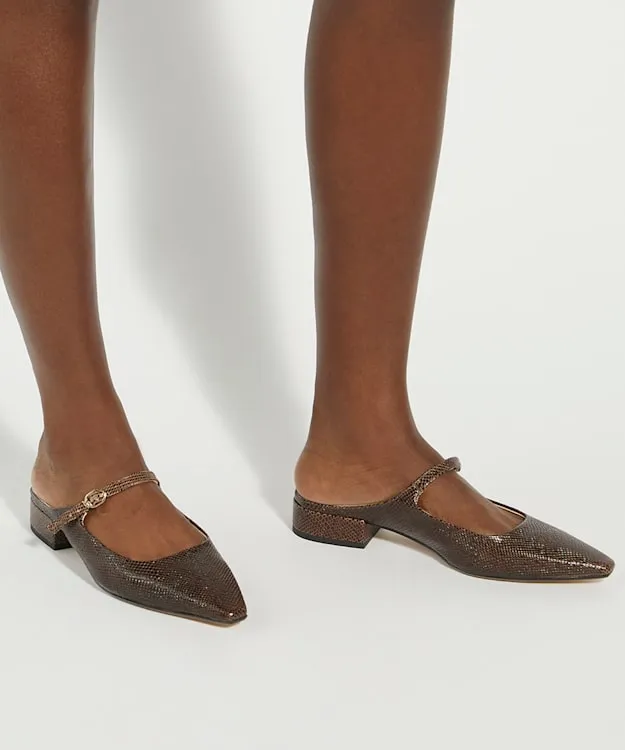 Women Dune London Flat Shoes Backless Mary Janes Brown