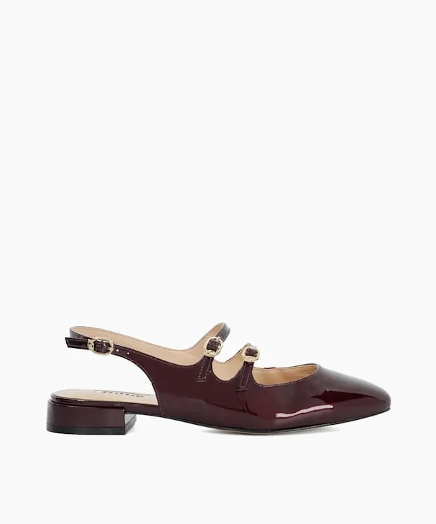 Women Dune London Flat Shoes Double Strap Mary Jane Red
