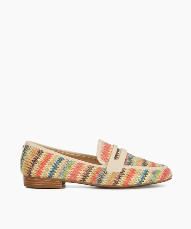 Women Dune London Flat Shoes Leather Penny Loafers Multi