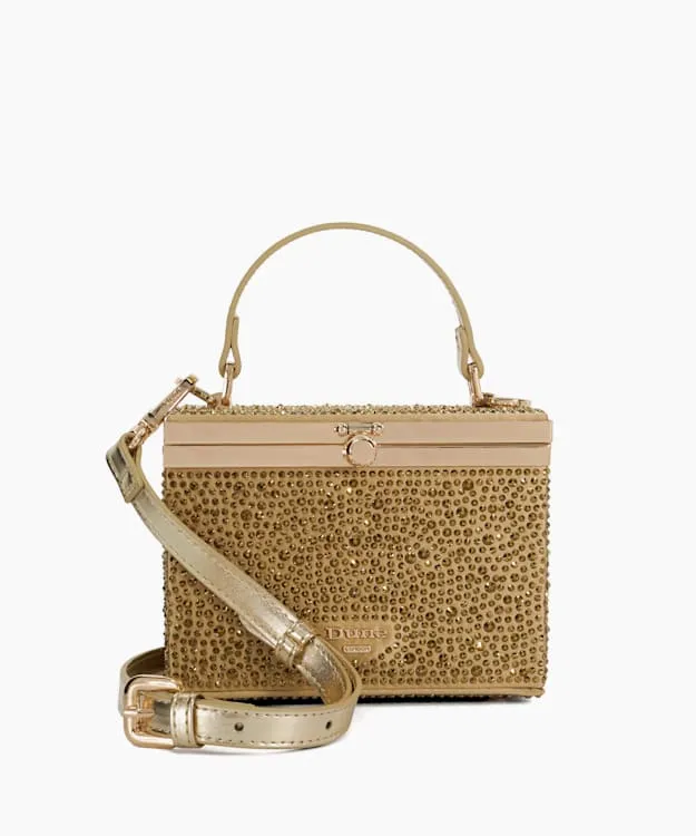 Women Dune London Handbags Diamante Detail Grab Handle Clutch Bag Metallic
