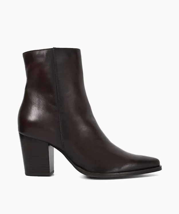 Women Dune London Heeled Boots Western Ankle Boots Brown