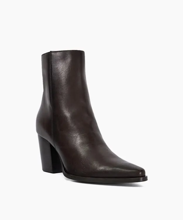 Women Dune London Heeled Boots Western Ankle Boots Brown