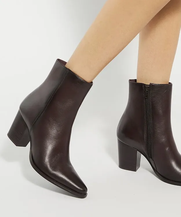 Women Dune London Heeled Boots Western Ankle Boots Brown