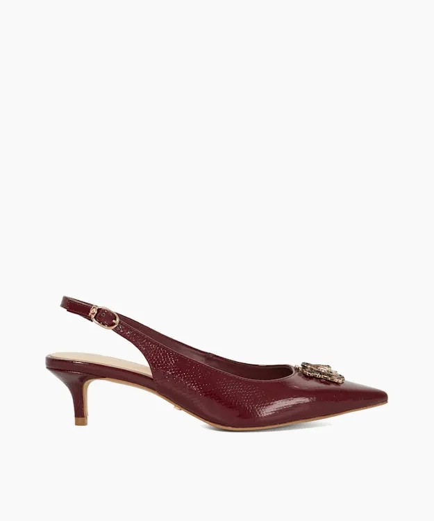 Women Dune London Heels Dune Bug Embellished Kitten Heels Red